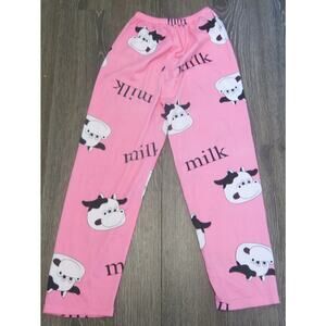 Cow Milk Pajama Pants Loungewear Size M Girls Cute Relaxing Pink Lightweight Pj